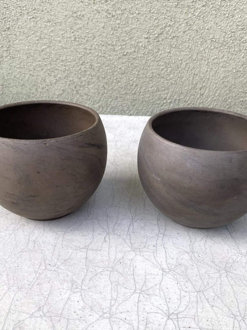 Pair of Spang LUNA SPHERE Pots in Basalt Color 4.7"